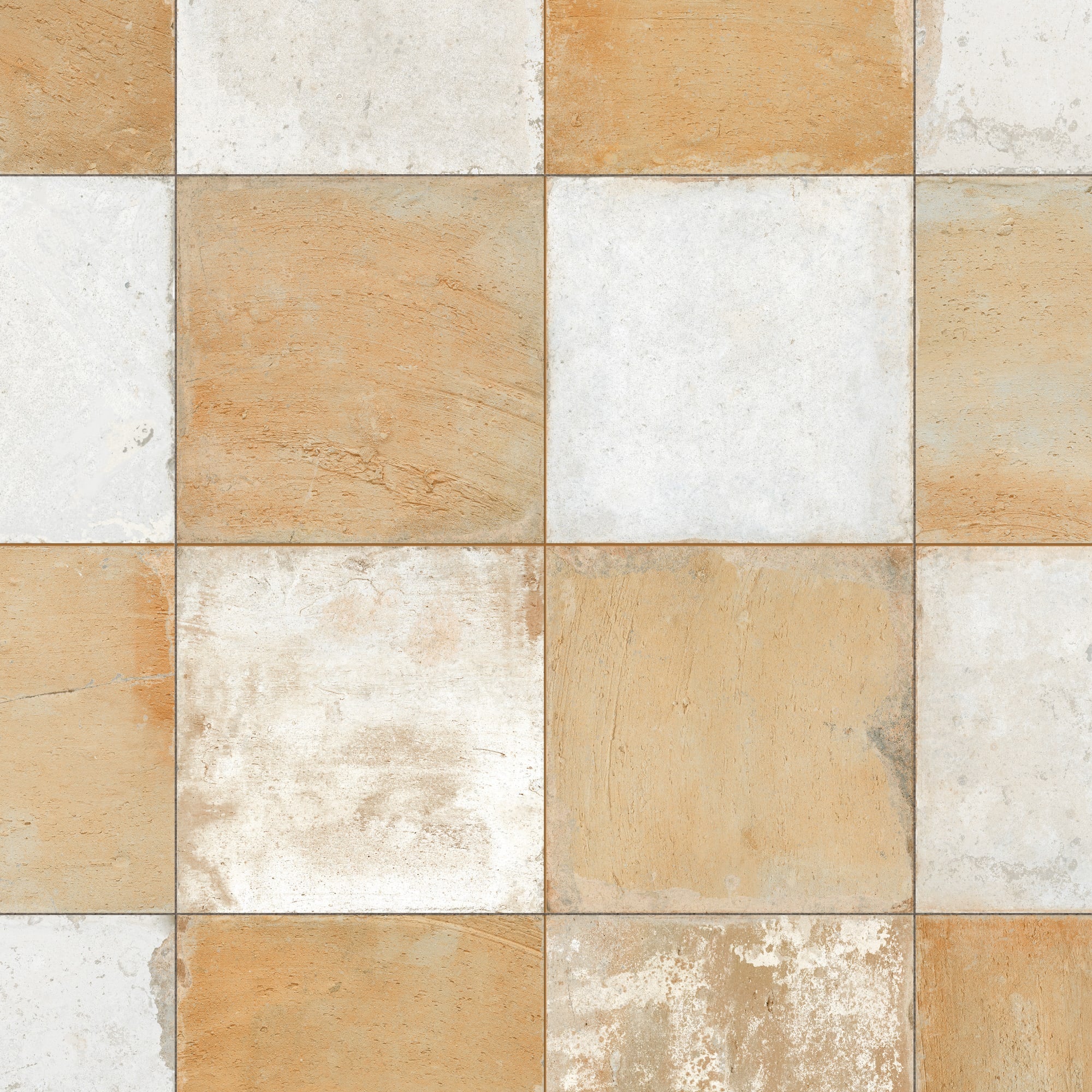 Carrelage Vintage effet Carreau ciment Jaune Damier 45x45x0,95 cm Rosaria - Sol et mur intérieur