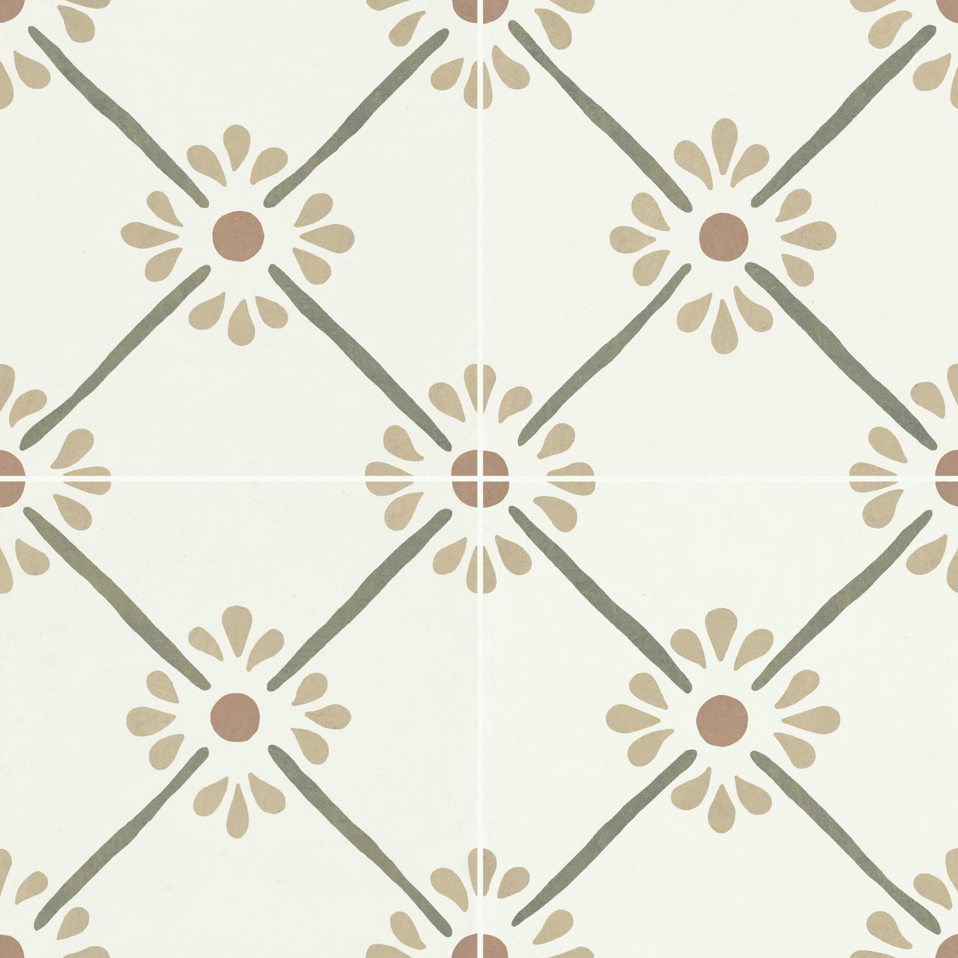 Carrelage effet Carreau ciment Luneria Vert 22,3x22,3x0,9 cm Proviel - Sol et mur intérieur