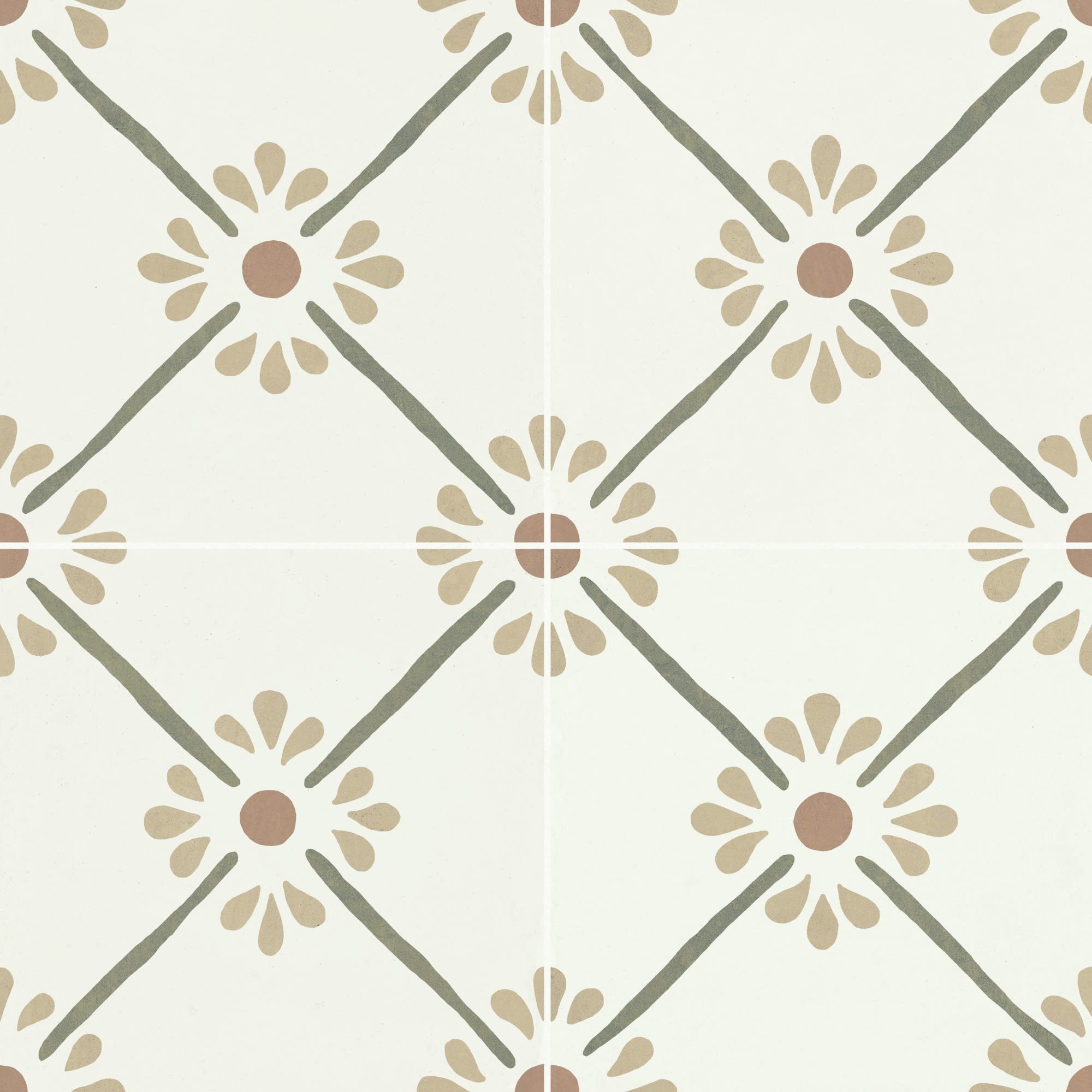 Carrelage effet Carreau ciment Luneria Vert 22,3x22,3x0,9 cm Proviel - Sol et mur intérieur