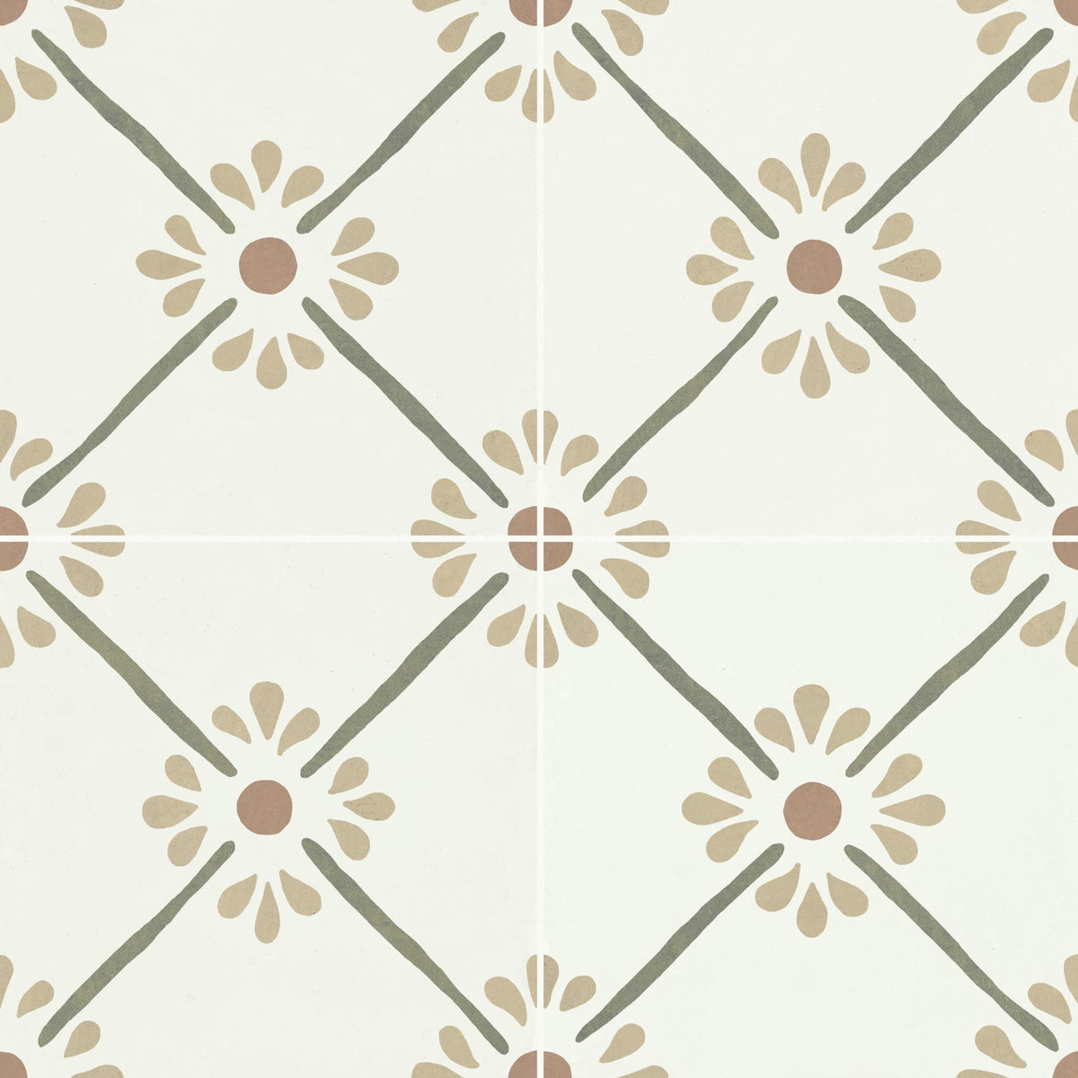 Carrelage effet Carreau ciment Luneria Vert 22,3x22,3x0,9 cm Proviel - Sol et mur intérieur