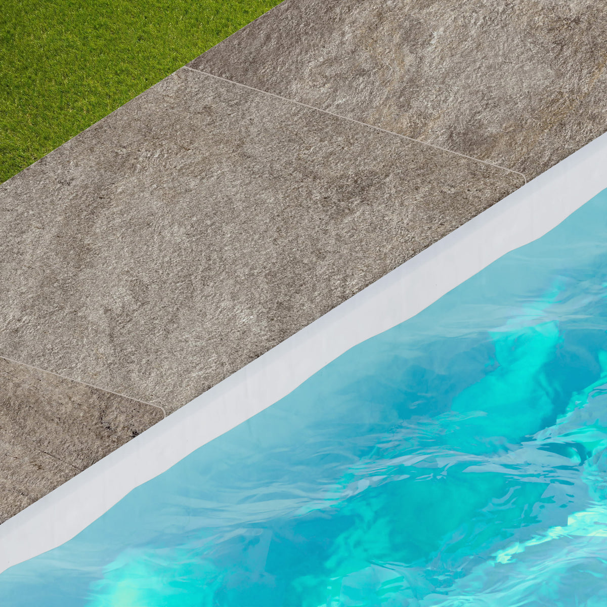 Margelle de piscine effet Pierre Quartzite Gris Roche 90x60x2 cm Bord 1/2 Rond Salvero