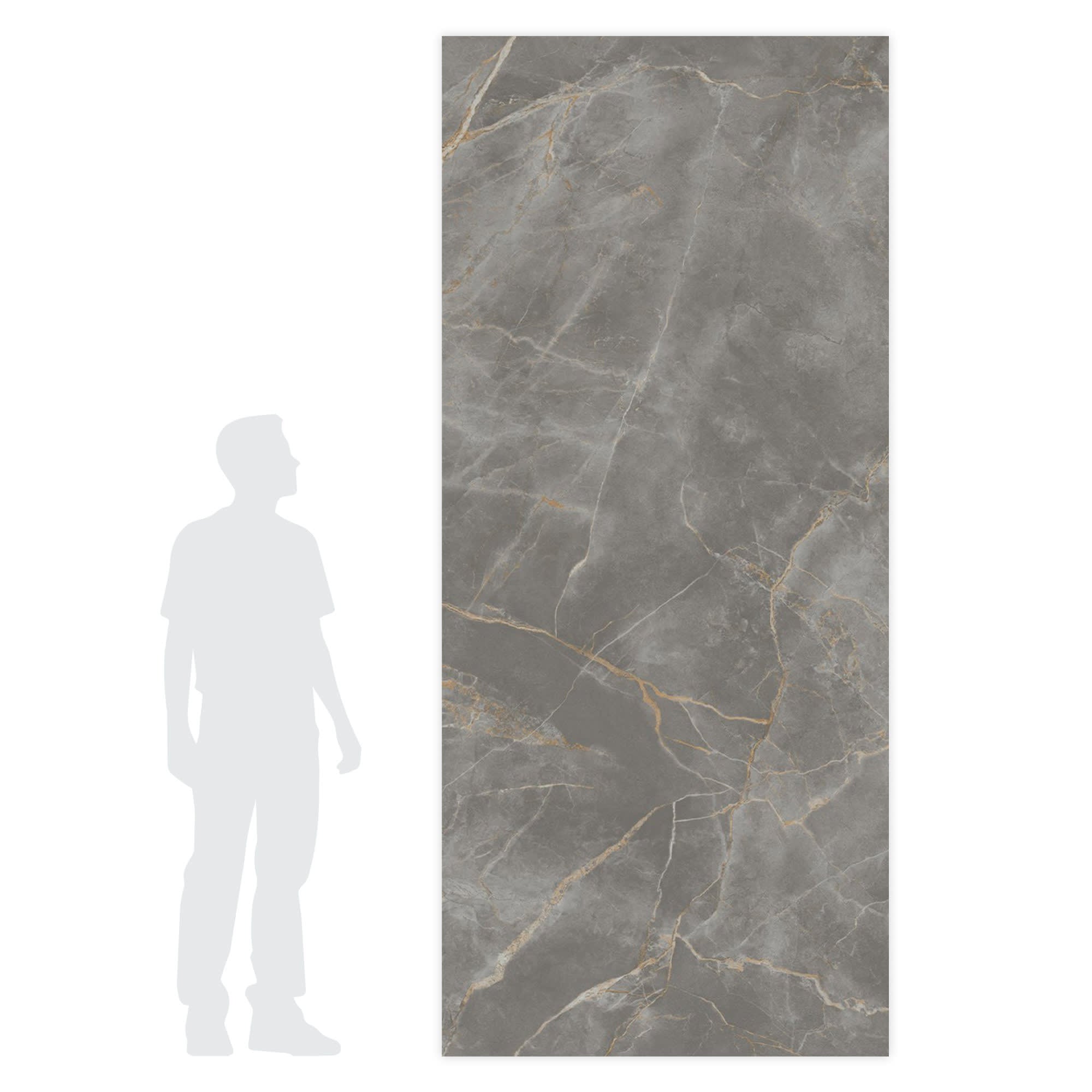 Carrelage effet Marbre Gris Titan 278x120x0,6 cm Silk Montira - Mur intérieur