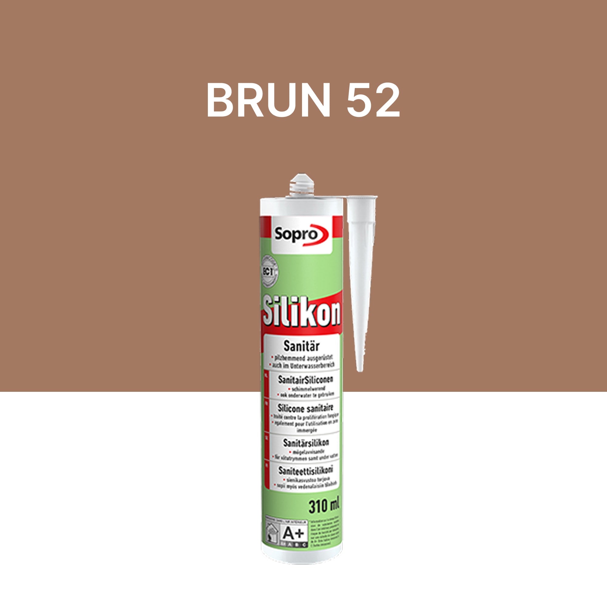 Mastic silicone spécial piscine - Brun 52 - 310 ml