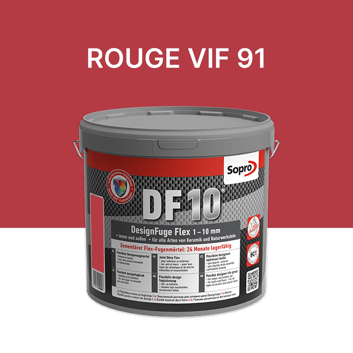 Joint carrelage salle de bains - 1 à 10 mm - Rouge vif 91 - Sopro DF 10 - 5 kg