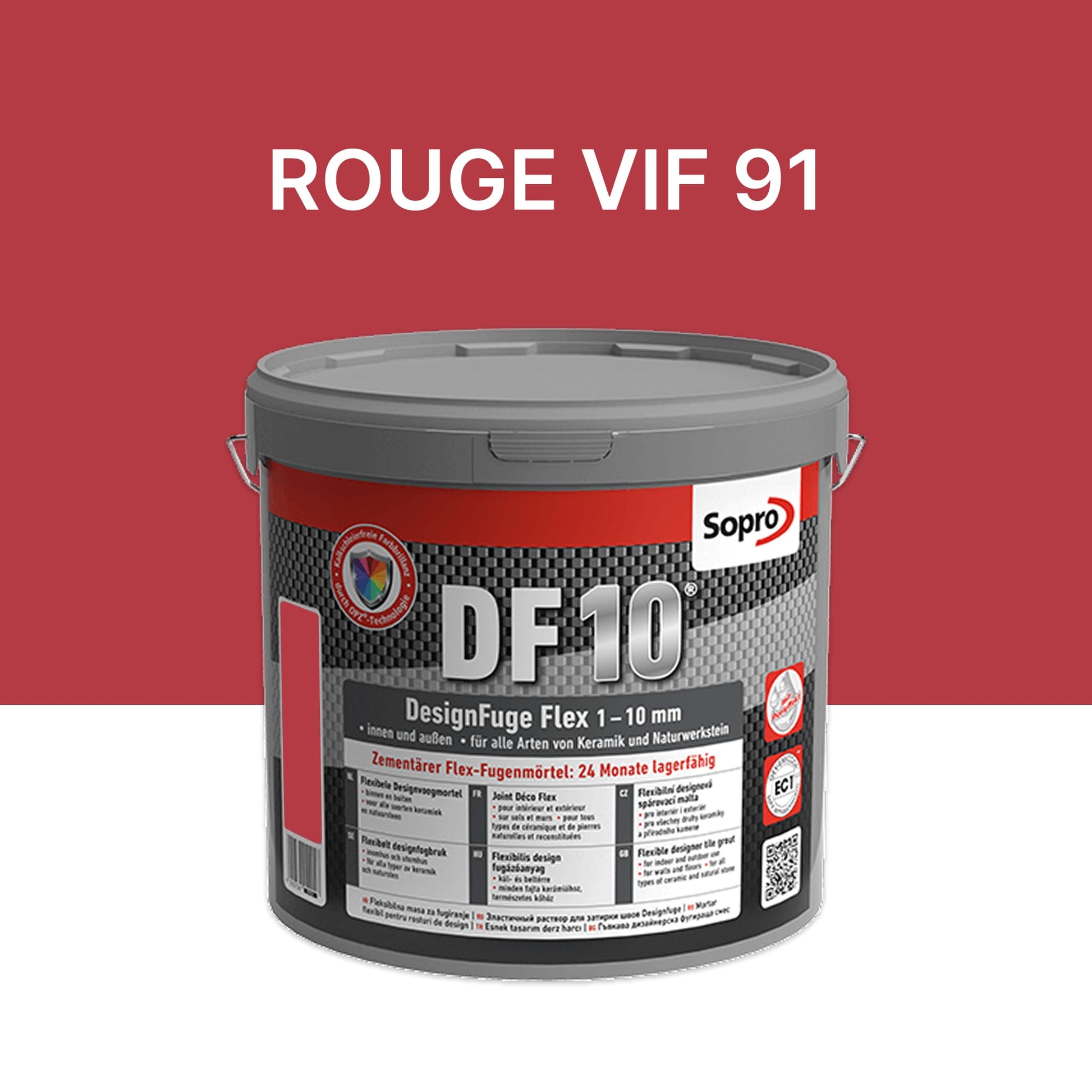 Joint carrelage salle de bains - 1 à 10 mm - Rouge vif 91 - Sopro DF 10 - 5 kg