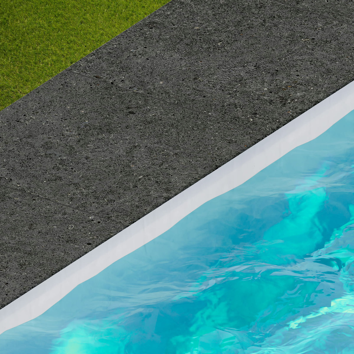 Margelle de piscine effet Pierre Calcaire Gris Carbone 60x60x2 cm Bord 1/2 Rond Domella