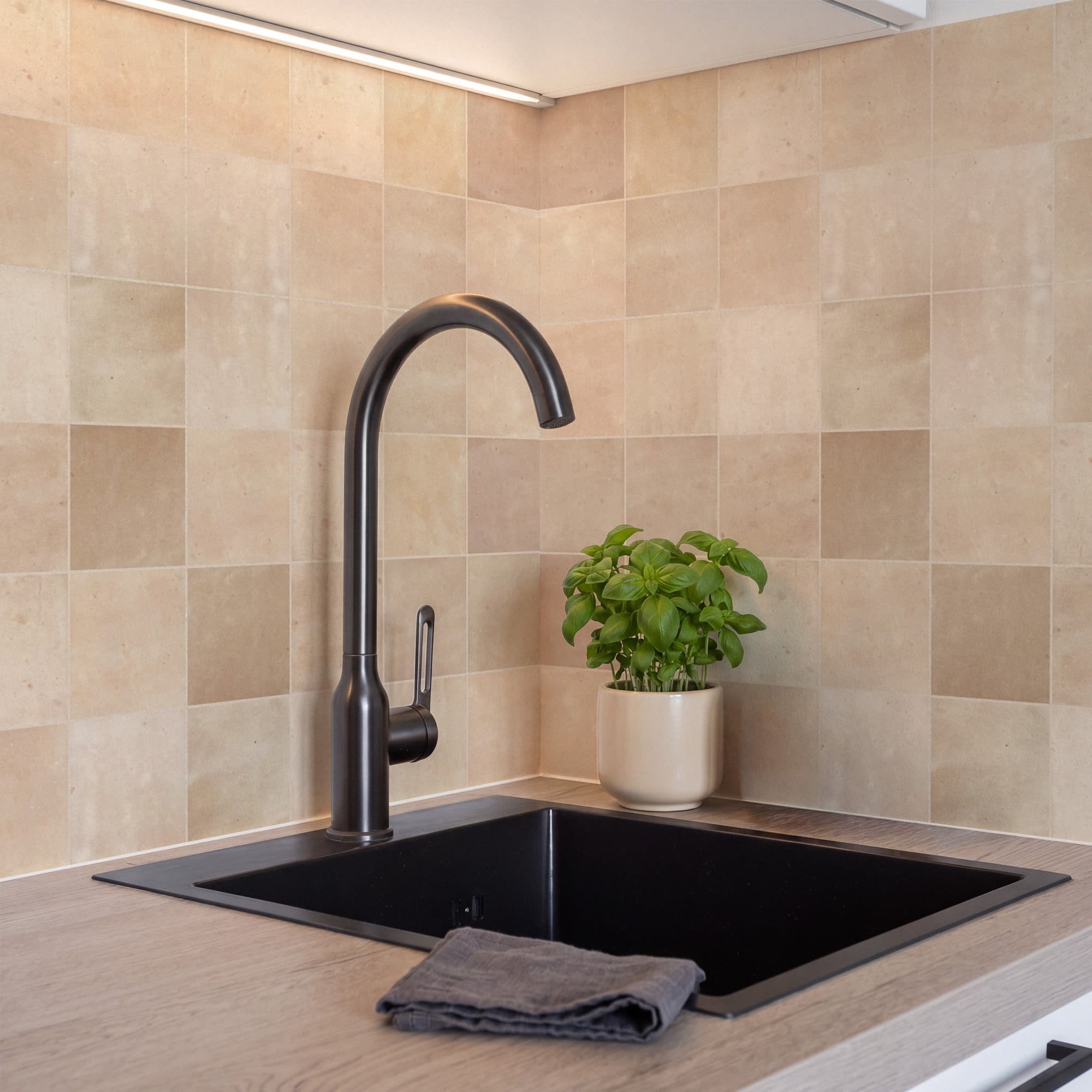 Carrelage effet Zellige Beige Sable 10,7x10,7x0,85 cm Samorel - Mur intérieur