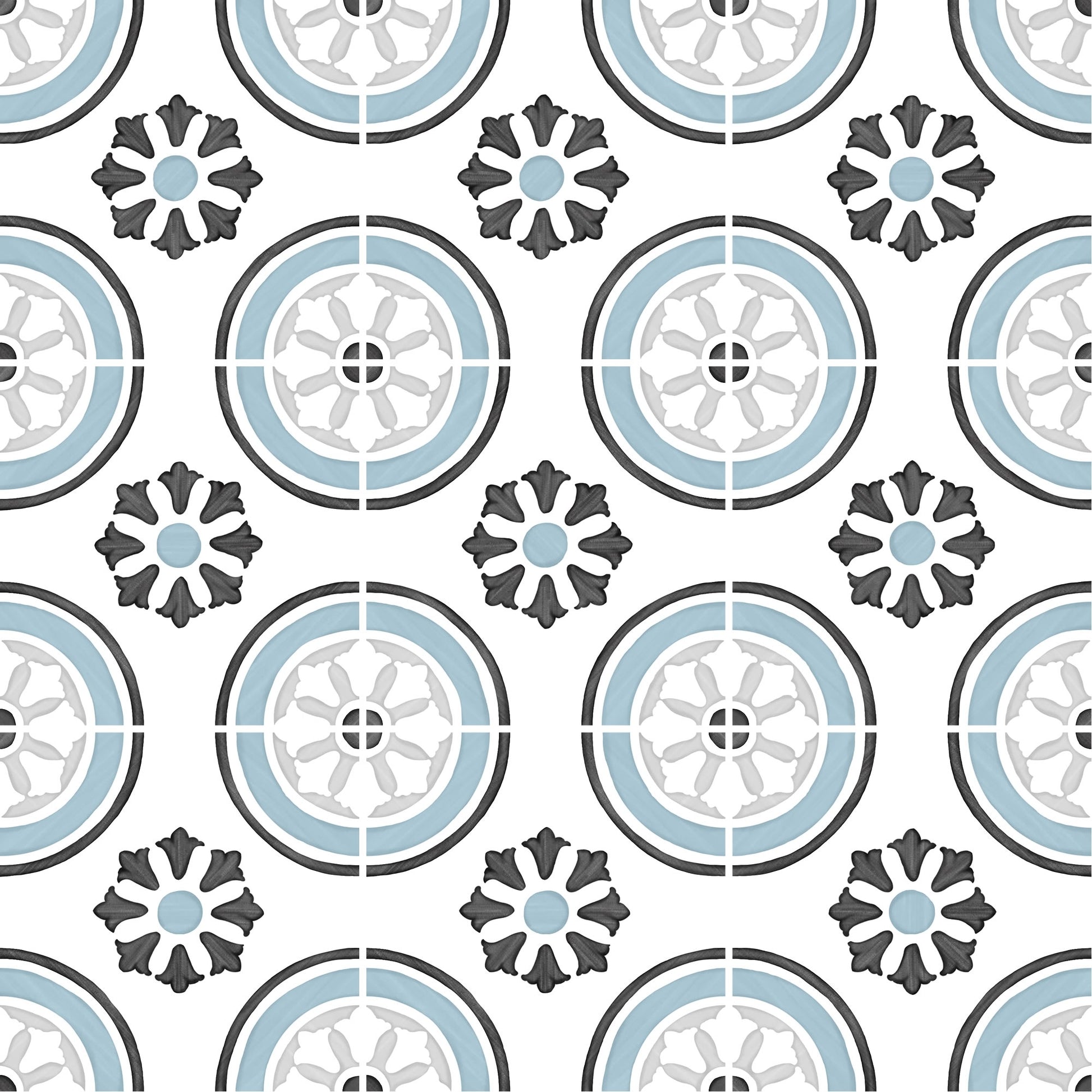 Carrelage effet Carreau ciment Zorelia Bleu 12,3x12,3x0,87 cm Tanerio - Sol et mur intérieur