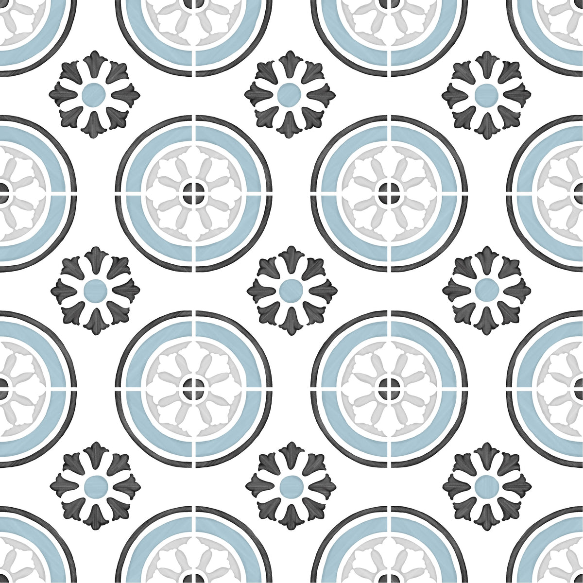 Carrelage effet Carreau ciment Zorelia Bleu 12,3x12,3x0,87 cm Tanerio - Sol et mur intérieur