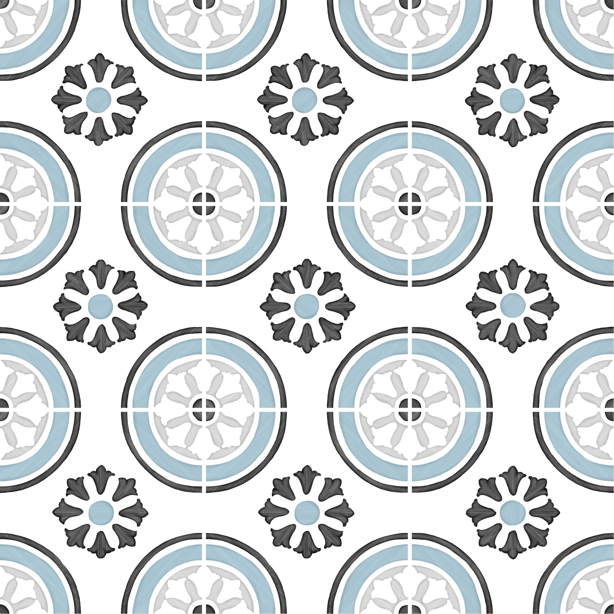 Carrelage effet Carreau ciment Zorelia Bleu 12,3x12,3x0,87 cm Tanerio - Sol et mur intérieur