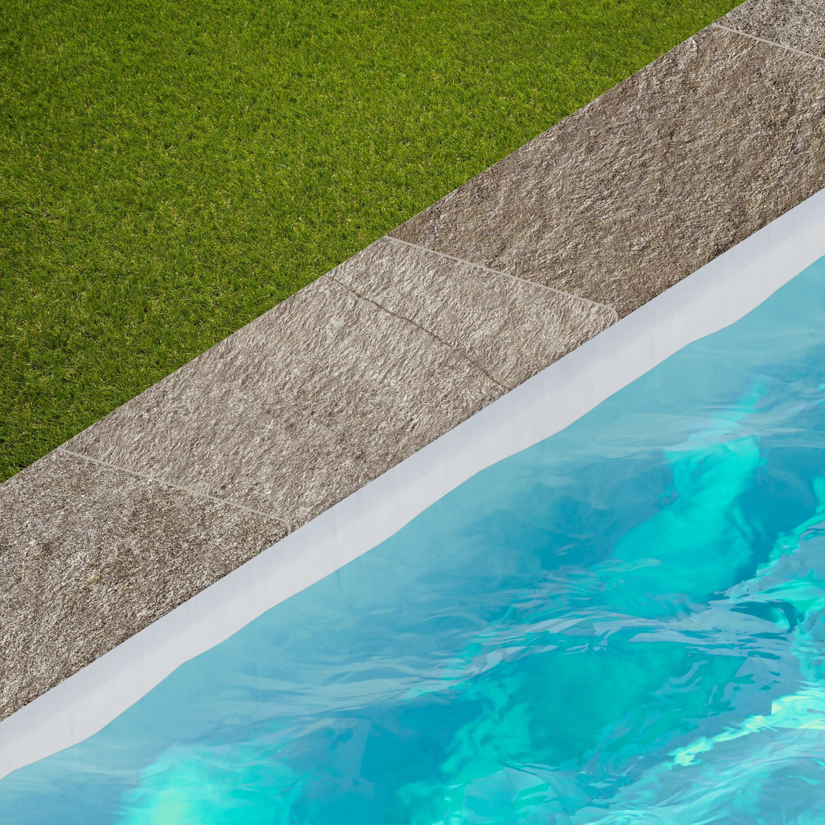 Margelle de piscine effet Pierre Quartzite Gris Roche 60x30x2 cm Bord 1/2 Rond Salvero