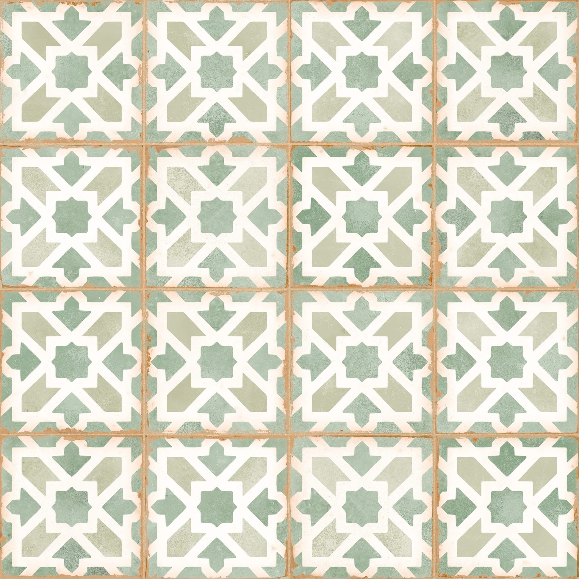 Carrelage effet Carreau ciment Alzari Vert 12,4x12,4x0,8 cm Serano - Sol et mur intérieur