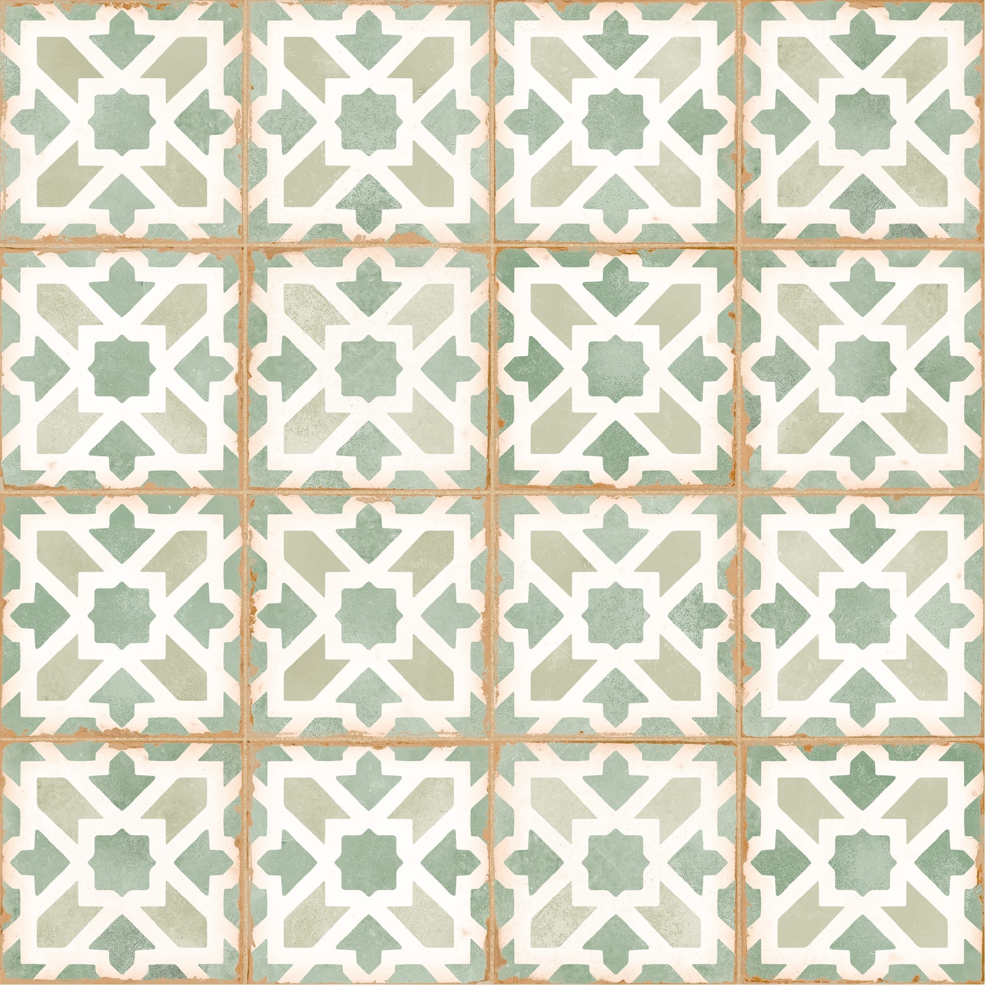 Carrelage effet Carreau ciment Alzari Vert 12,4x12,4x0,8 cm Serano - Sol et mur intérieur