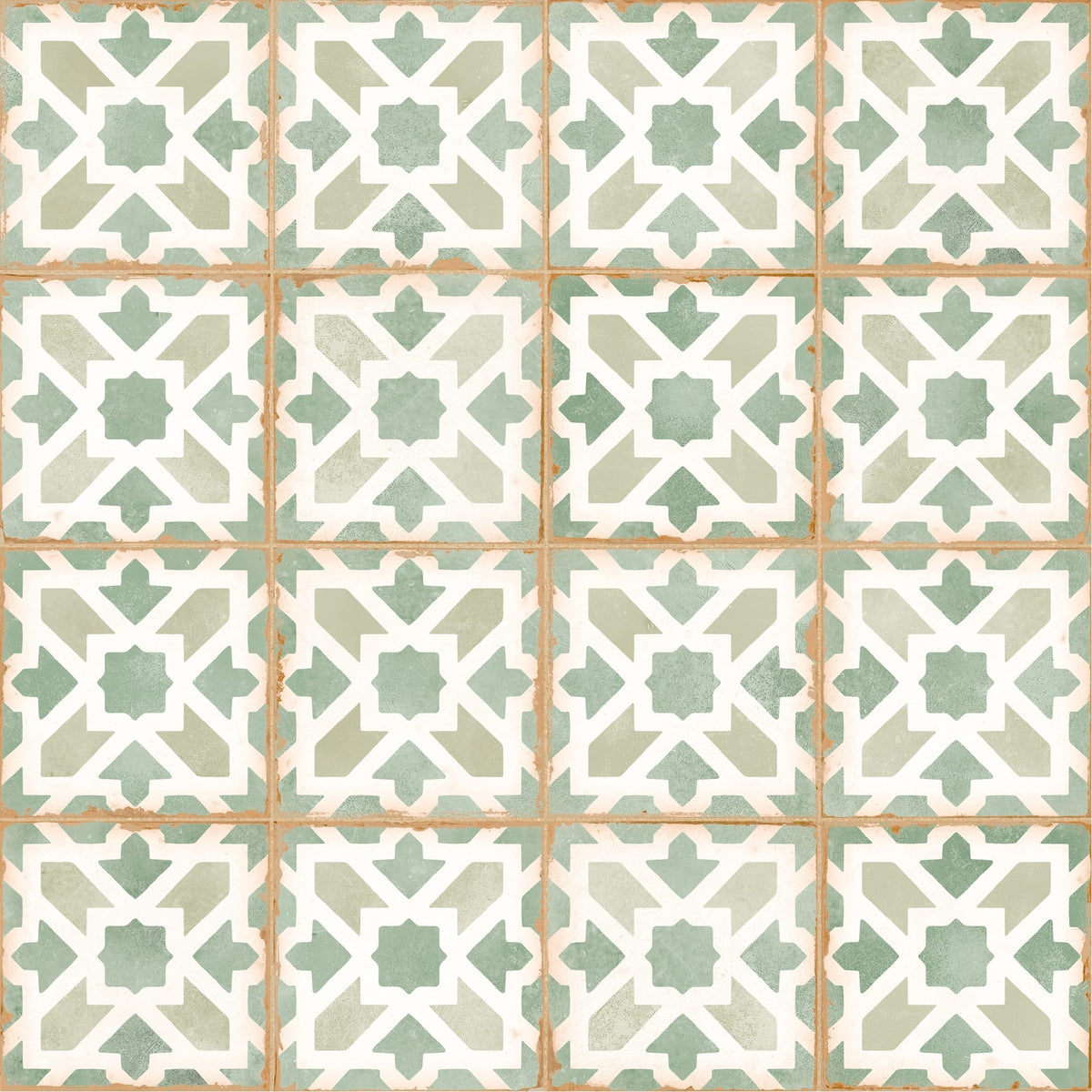 Carrelage effet Carreau ciment Alzari Vert 12,4x12,4x0,8 cm Serano - Sol et mur intérieur