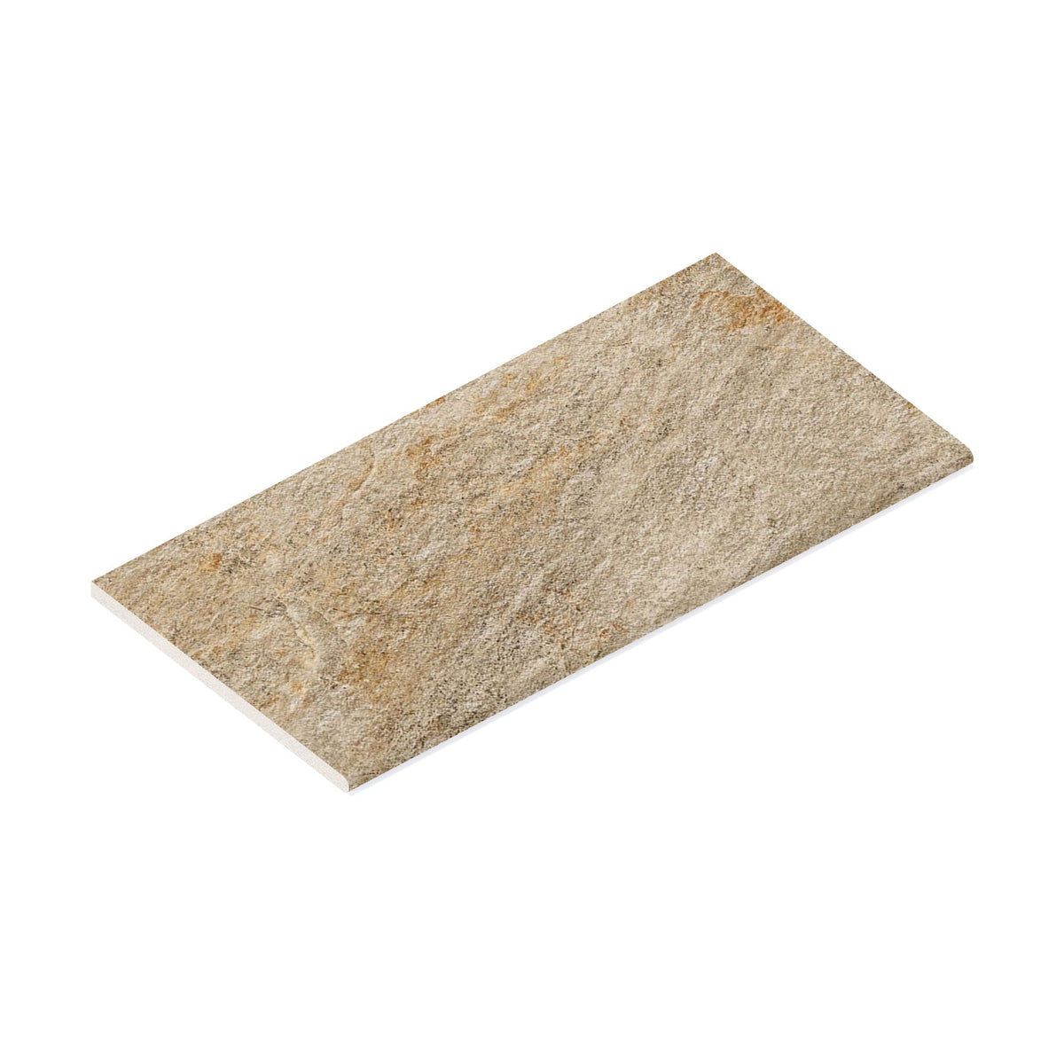 Margelle de piscine effet Pierre Quartzite Beige Doré 80x40x2 cm Bord 1/2 Rond Salvero