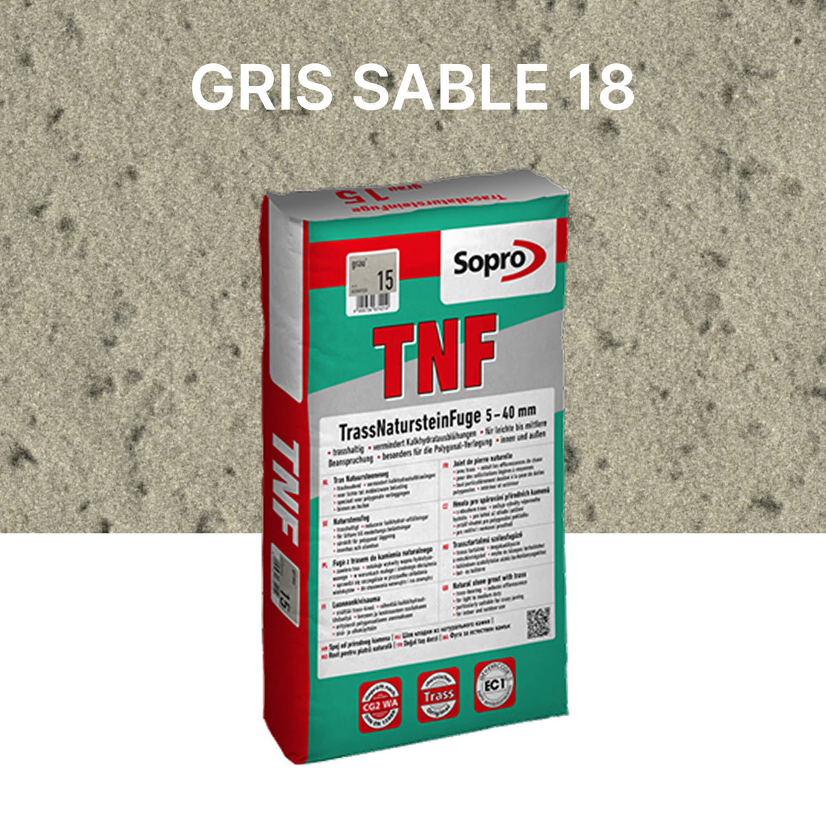 Joint carrelage extérieur - 5 à 40 mm - Gros grain - Gris sable 18 - Sopro TNF 677 - 25 kg