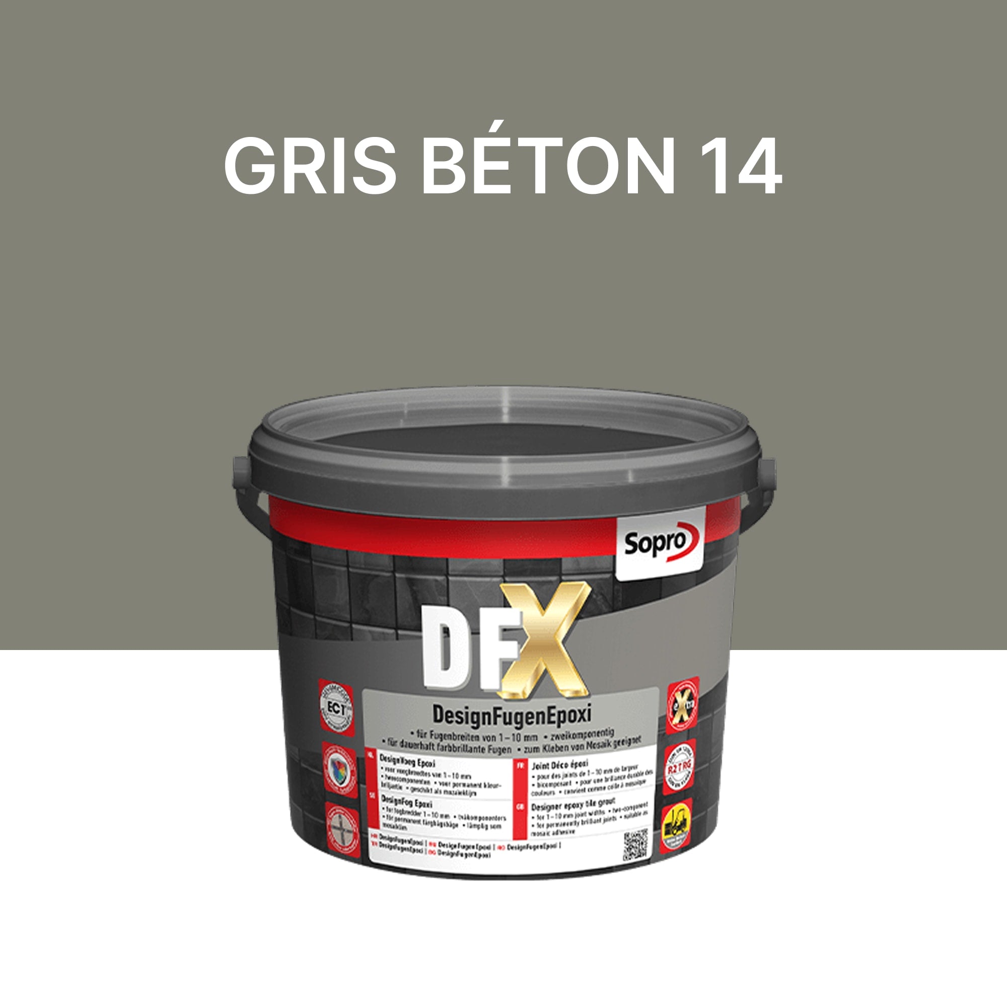 Joint / Colle époxy carrelage et piscine - Gris béton 14 - Sopro DFX - 3 kg