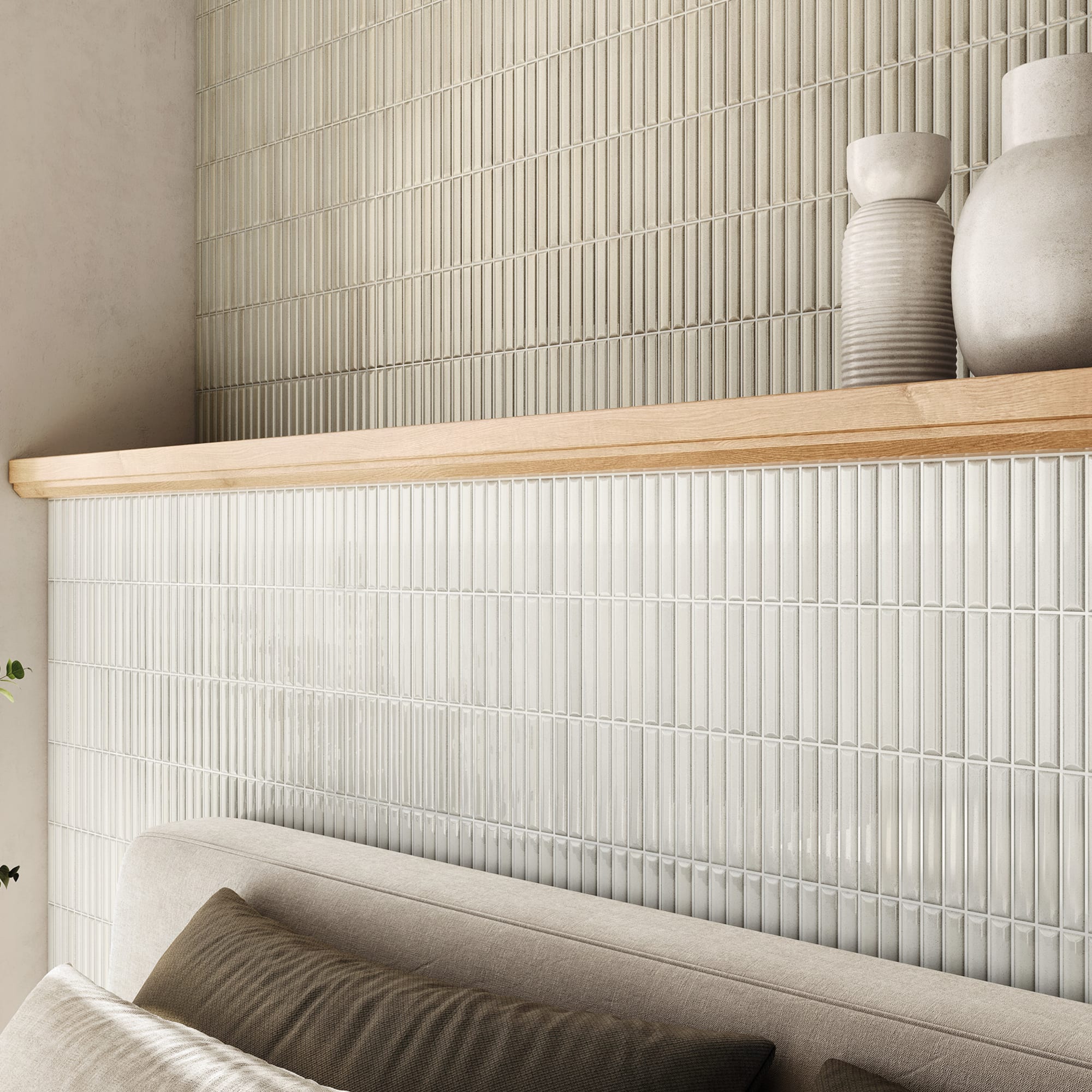 Carrelage 3D Blanc 20x20x0,78 cm Lurexio - Mur intérieur