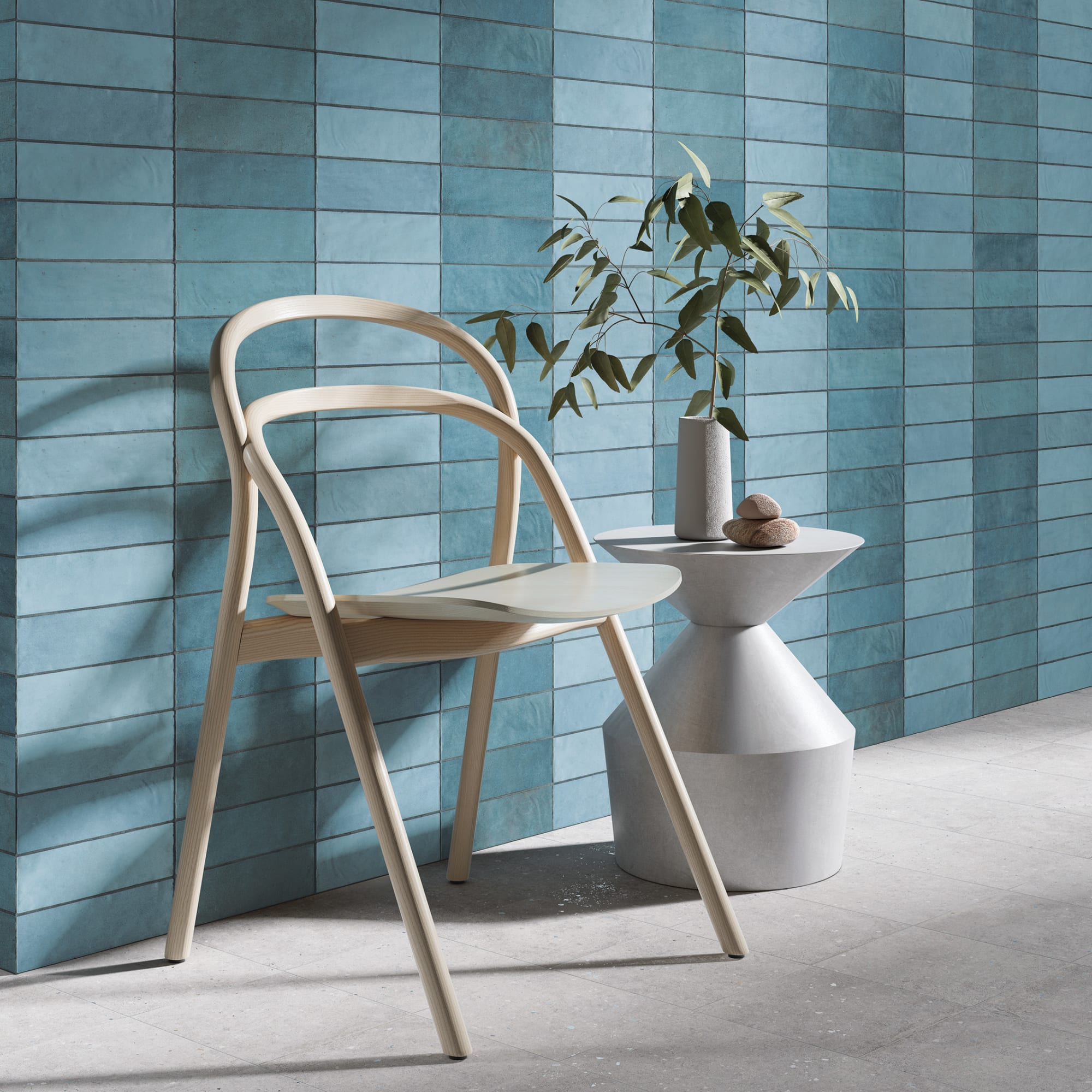 Carrelage effet Zellige Bleu Mer 20x6,5x0,85 cm Mat Serinor - Mur intérieur