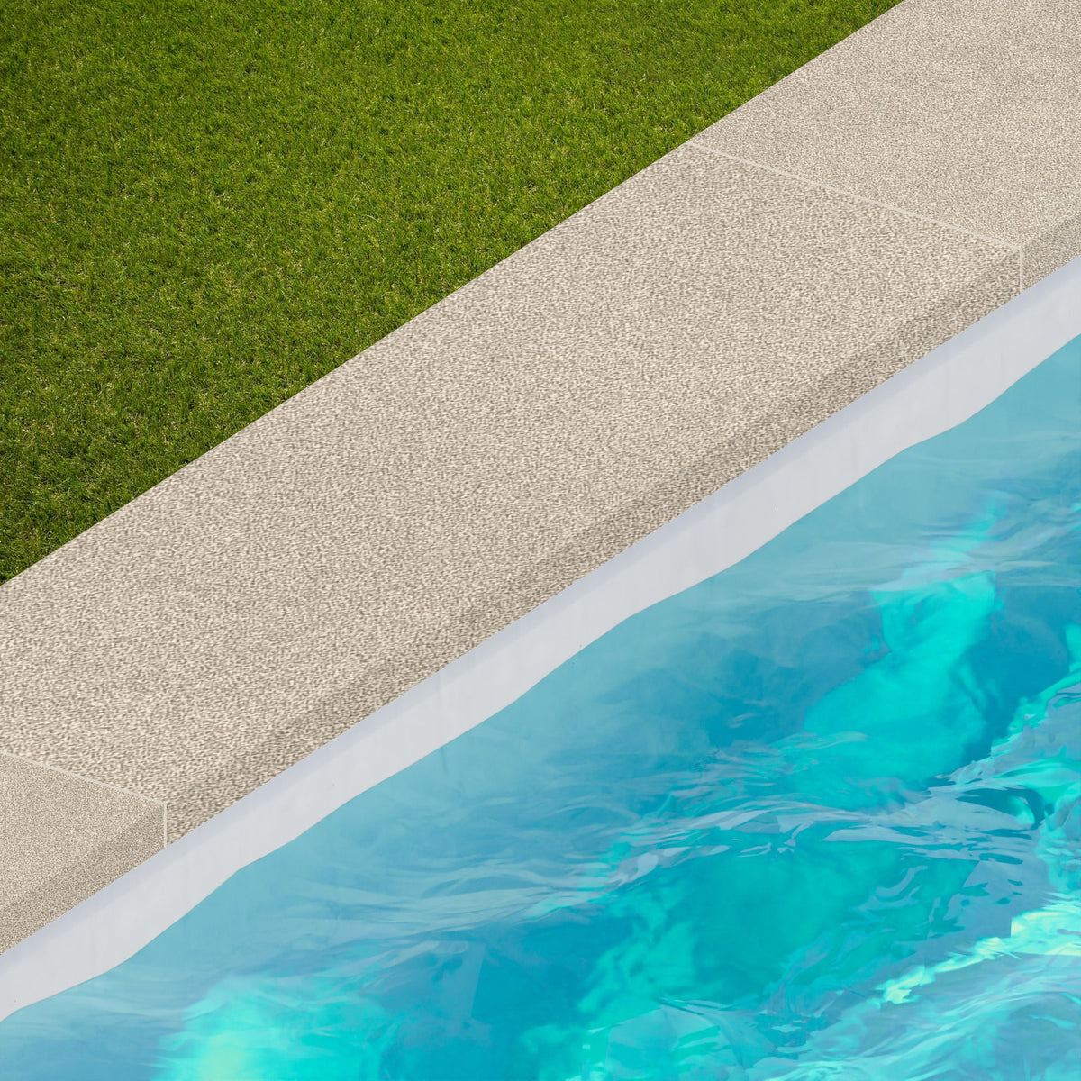 Margelle de piscine effet Béton Beige Crème 120x33x2 cm Bord Droit avec retombée Vetrano