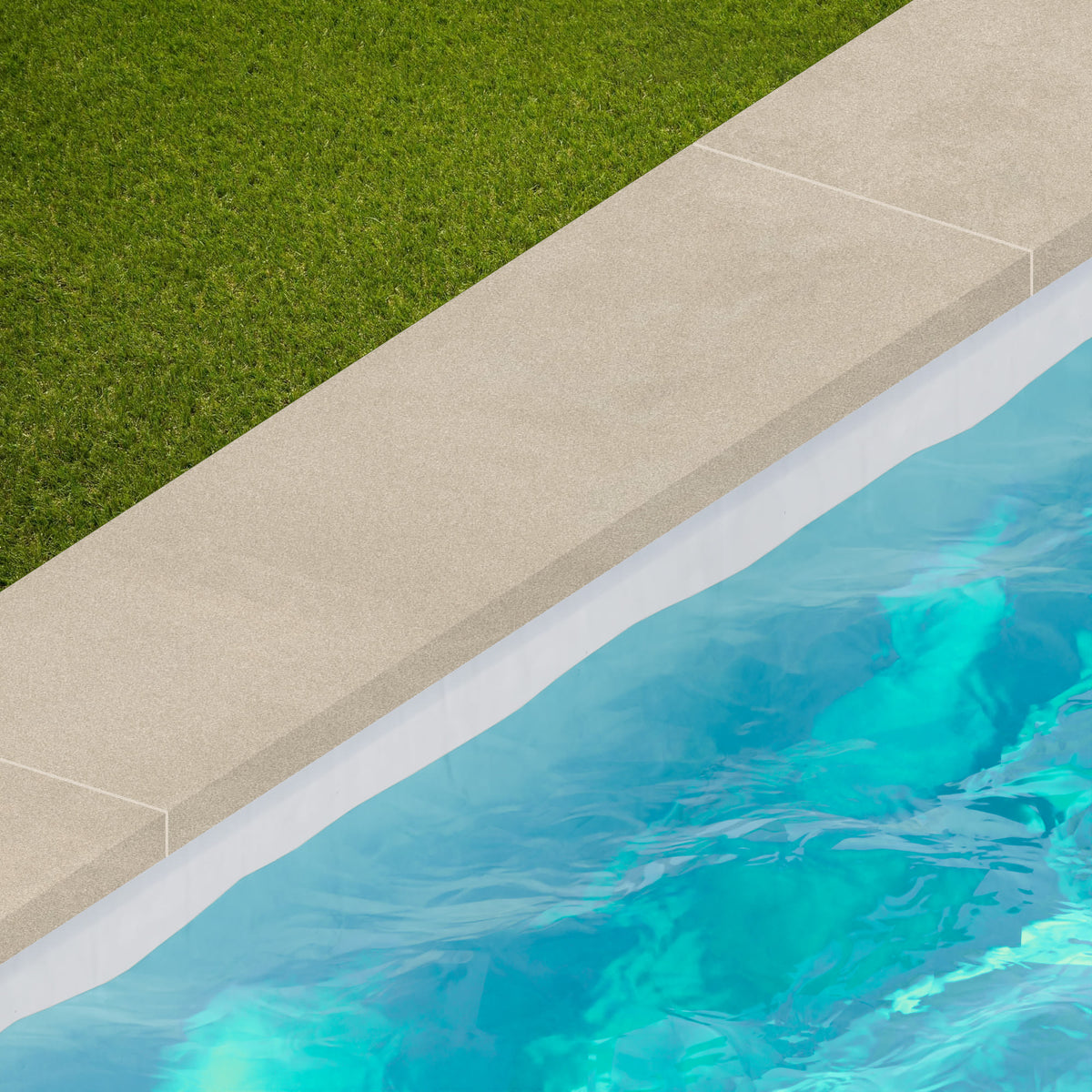 Margelle de piscine effet Béton Beige Crème 120x33x2 cm Bord Droit avec retombée Vetrano