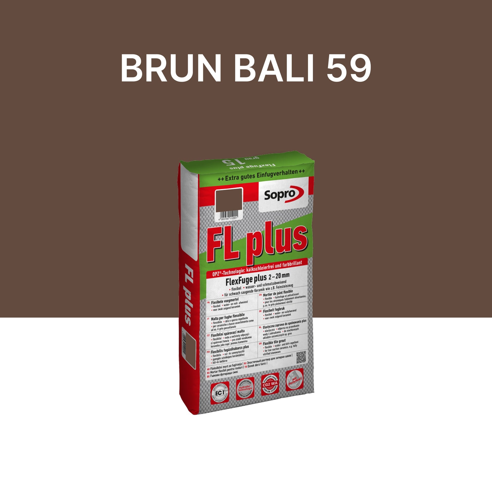 Joint carrelage intérieur et extérieur - 2 à 20 mm - Brun bali 59 - Sopro FL plus - 5 kg