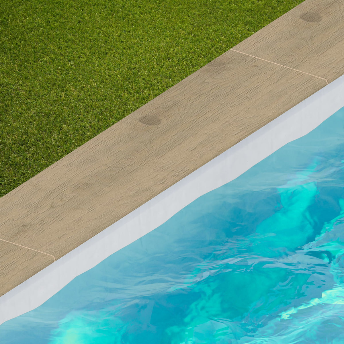 Margelle de piscine effet Bois Chêne Cendré Rustic 120x30x2 cm Bord 1/2 Rond Forenza