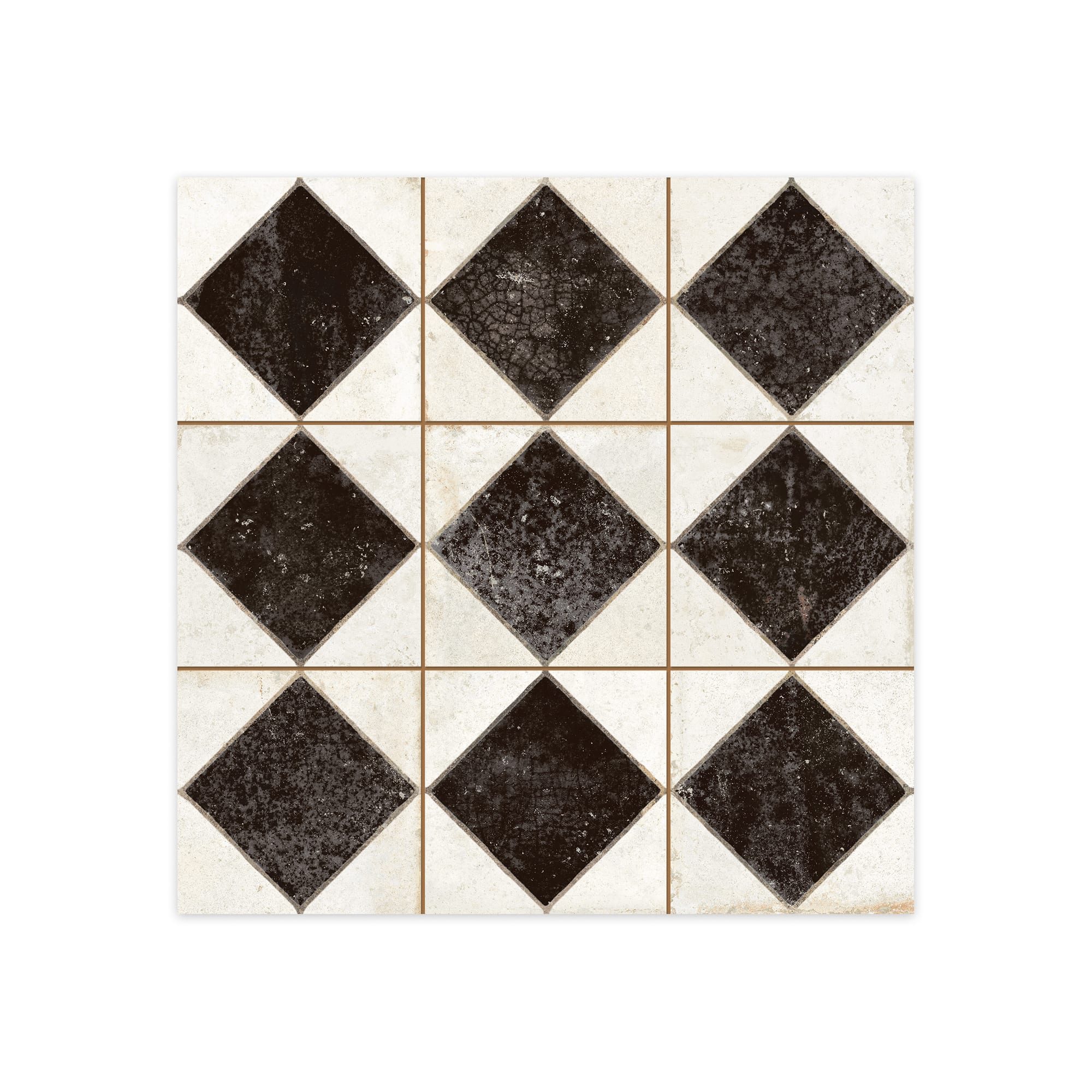 Carrelage Vintage Noir Damier 33x33x0,95 cm Solmira - Sol et mur intérieur