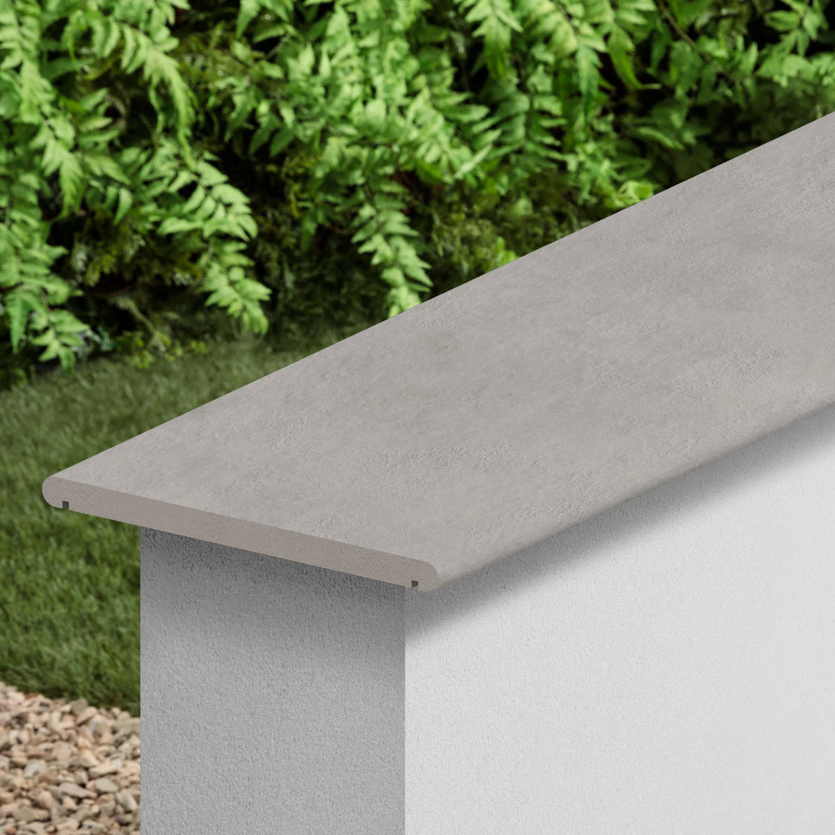 Couvertine effet Béton Gris Cendré 120x30x2 cm Bord 1/2 Rond Double Larmier Gravino
