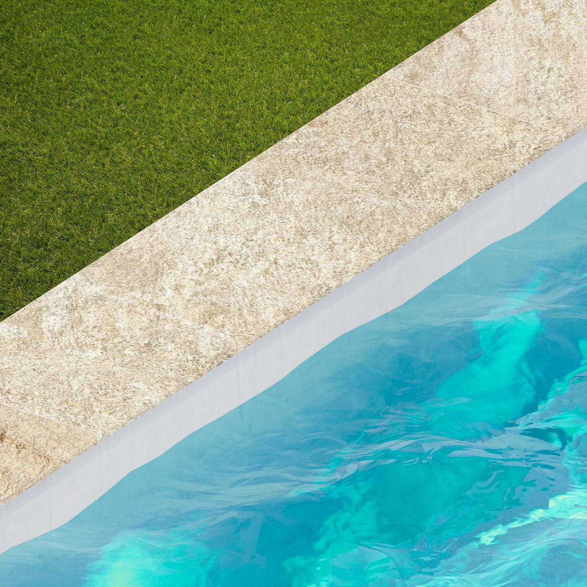 Margelle de piscine effet Pierre Quartzite Gris Beige 120x33x2 cm Bord 1/2 Rond Salvero